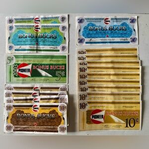 2/$10* Pioneer Gas Station Bonus Bucks 17 Coupons 5c 10c 25c Cents Money